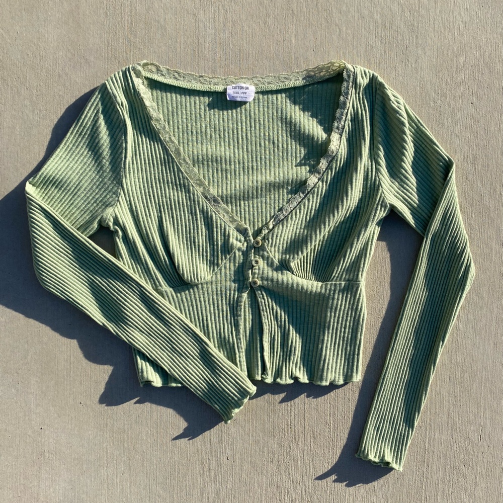 Cotton On Sage Ribbed Top